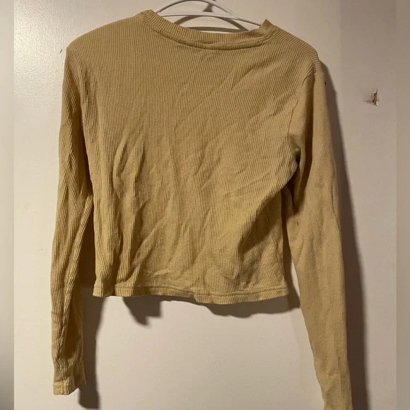 Yellow Long Sleeve Ribbed Top - Picture 2 of 2